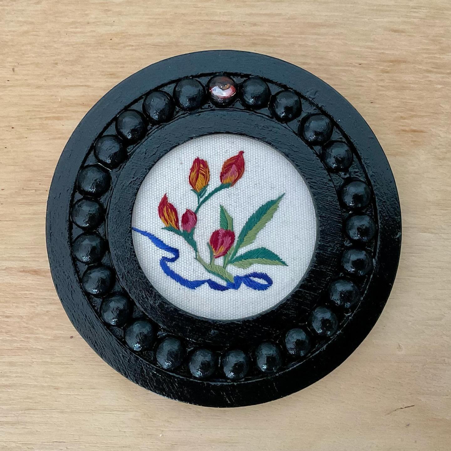 A #littleluxury for @mainlineartcenter Oleander #2 will be available Friday the 13th 👻 6pm at the buyer&rsquo;s preview.  #embroidery #slowart