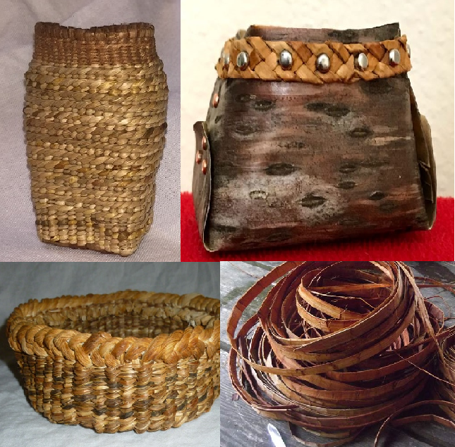 Upper Left, Sweetgrass; Upper Right, Cherry Bark; Lower Left, Iris Leaves; Lower Right, Cedar Bark