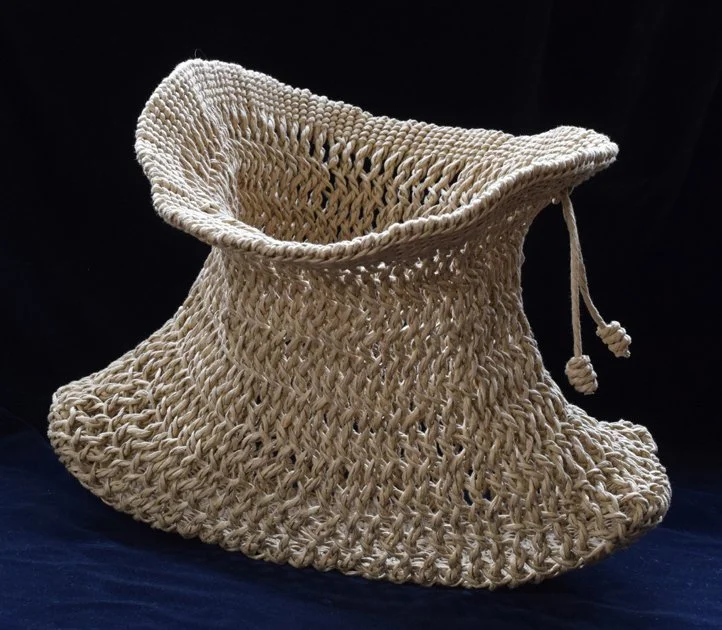 A Mind of Her Own, 2018.  Commercially-made Danish cord worked in twined interlinking.