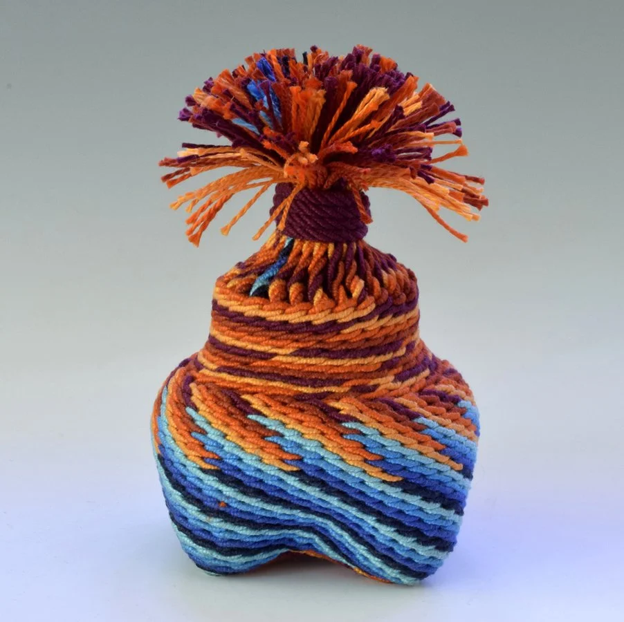 Fire & Ice #4, 2023.  Cords made from perle cotton.  Single-course twining and single-course oblique twining (SCOT).