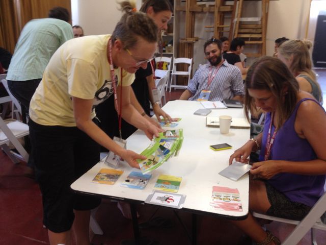 Change Media's artistic director, Jen Lyons-Reid, tests the game with participants