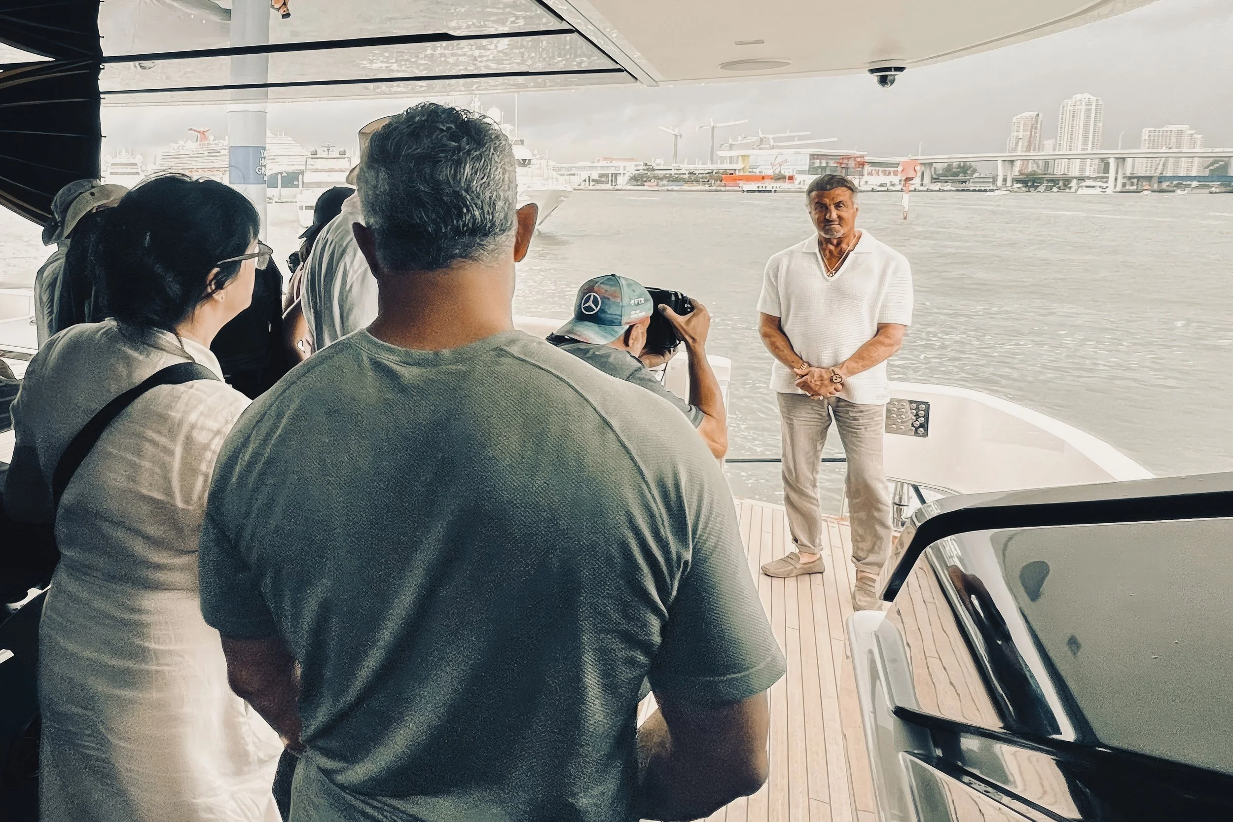 Sylvester Stallone on the SL120A with crew