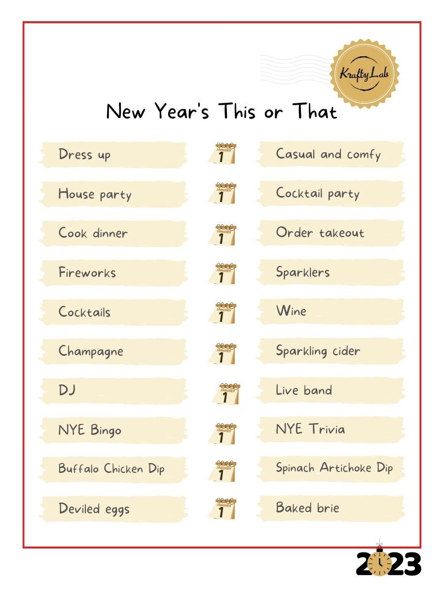 New Years Would You Rather Game Printable New Year's Eve 