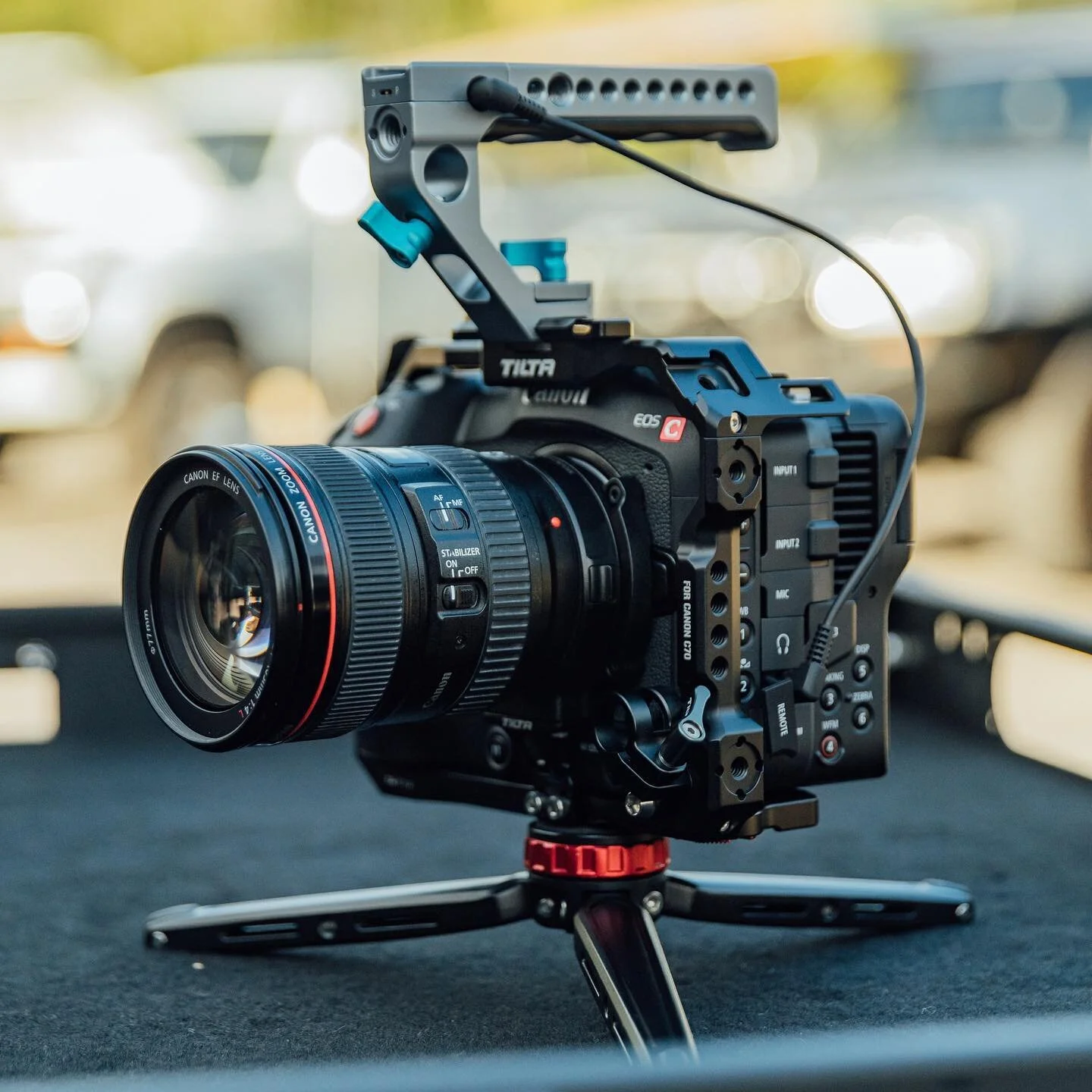 The price to pay for having a cage on the camera- love having the @tiltamax full cage. There’s a few things I’m going to have to get it use to… one is the cage part next to the ND filters - the mount where my hand goes on the right