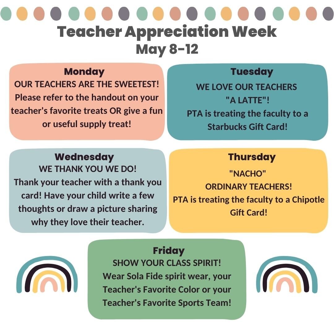 Let your teacher know that you are thankful for all of their hard work and dedication by participating in Teacher Appreciation Week!