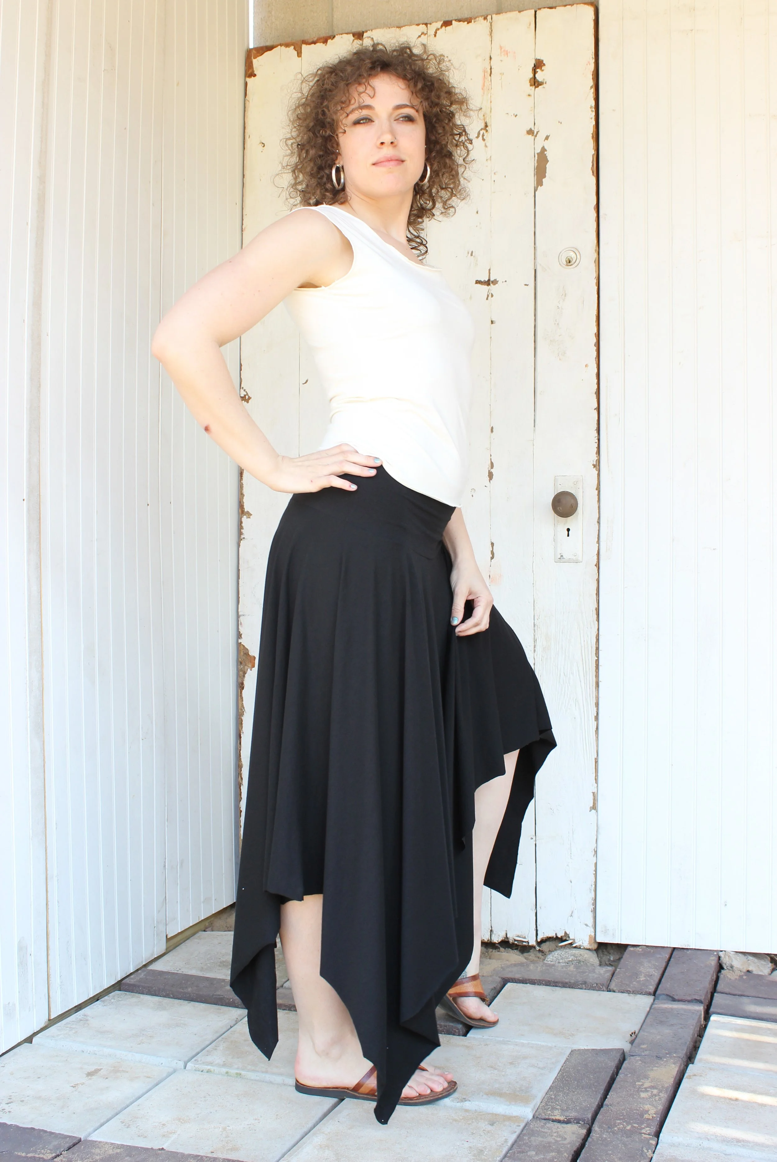 Black flowing skirt made of natural fibers