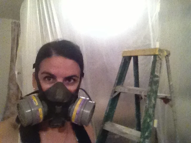 Here I am "supervising" the Kitchen Demo...