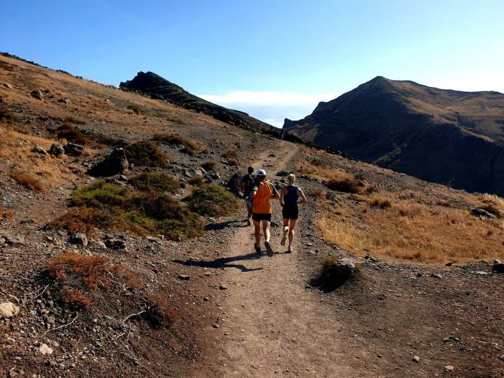 Paul and Marisha running along at Ponta de St Lourenco Peninsula