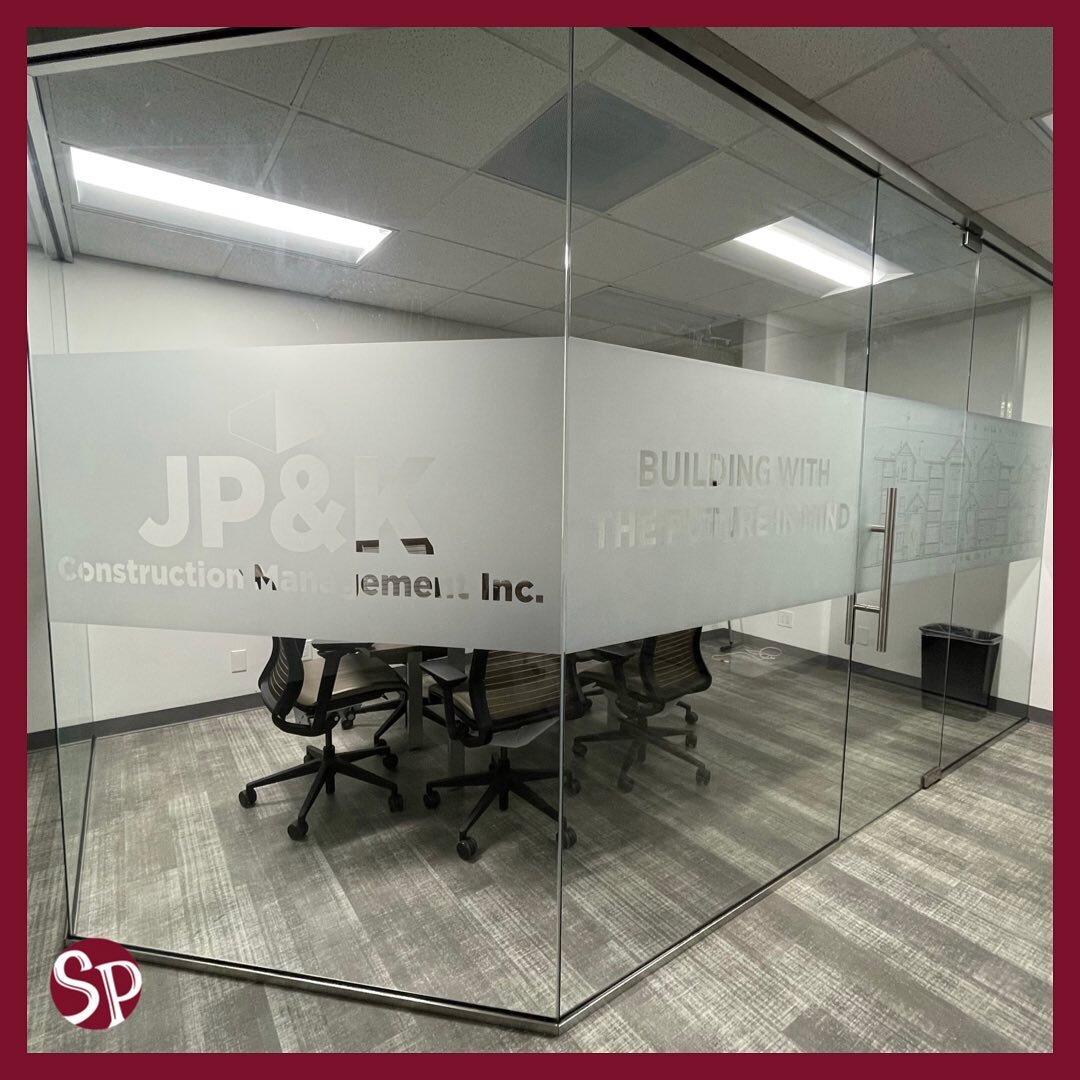 Custom privacy film designed for your conference room! What can our team of designers create to help reinforce your brand?
