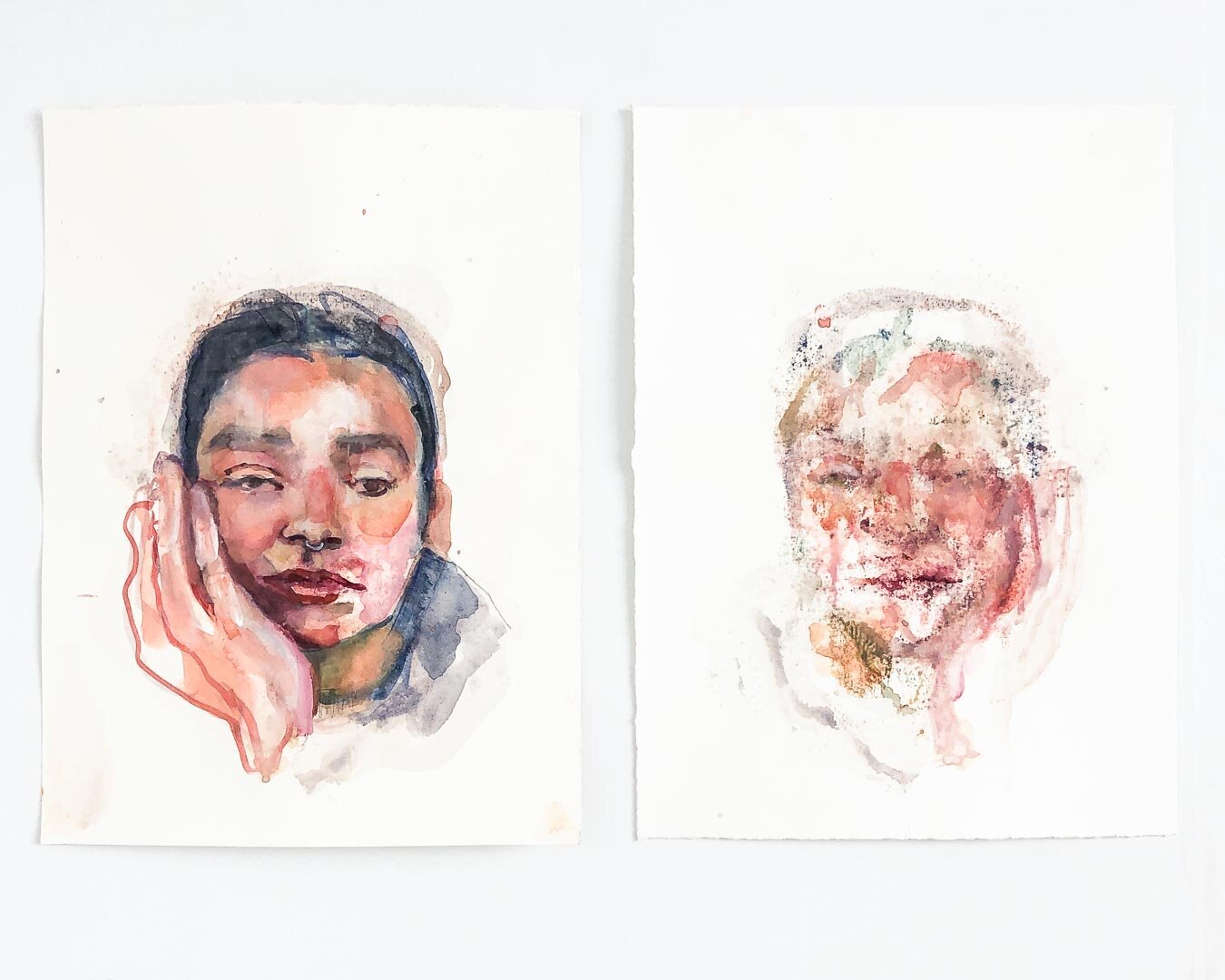   Emma   2021  watercolor and Guerra on paper   10” x 15” each 