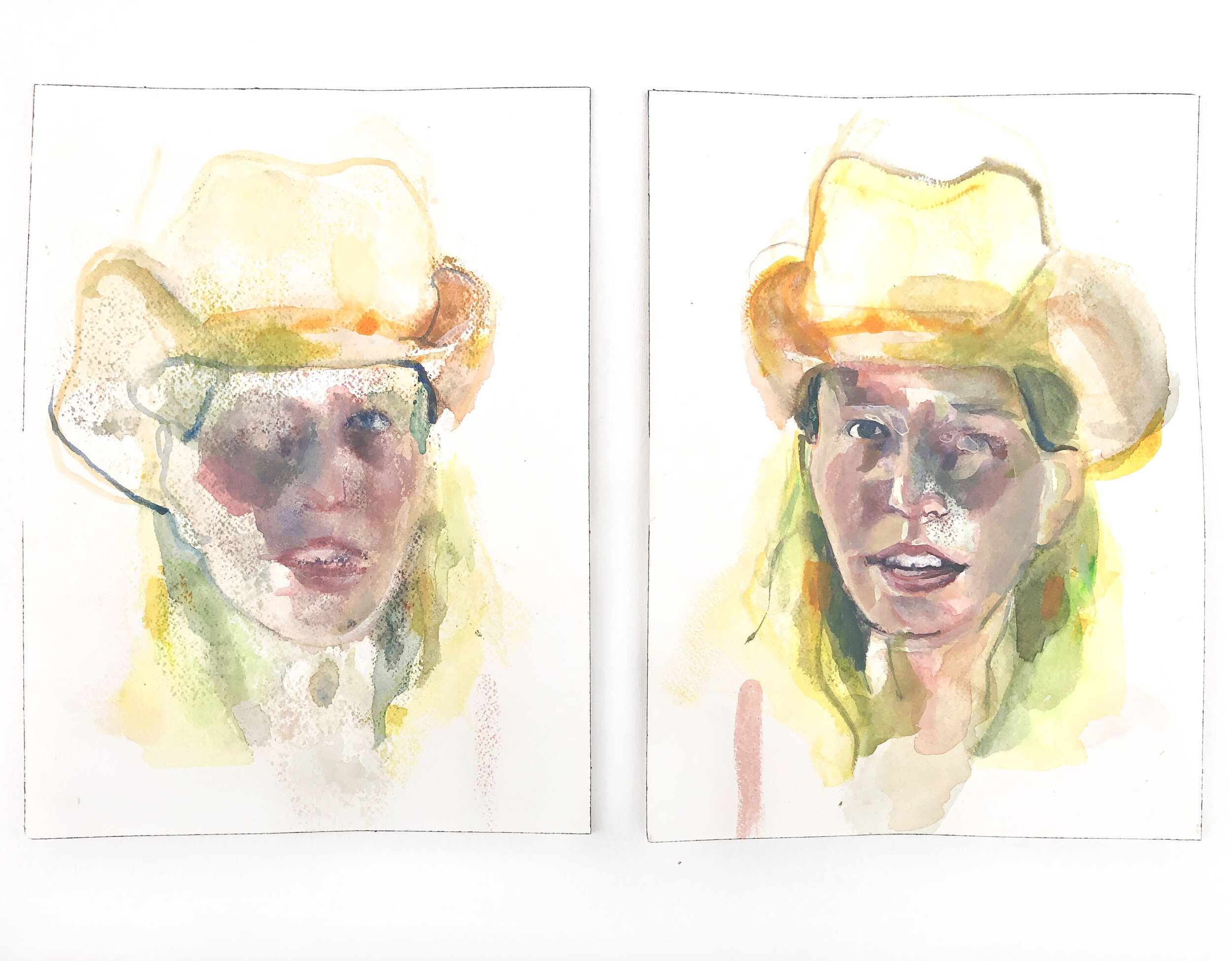   Mourning in Santa Fe   2021  watercolor and acrylic on paper  9” x 12” each 