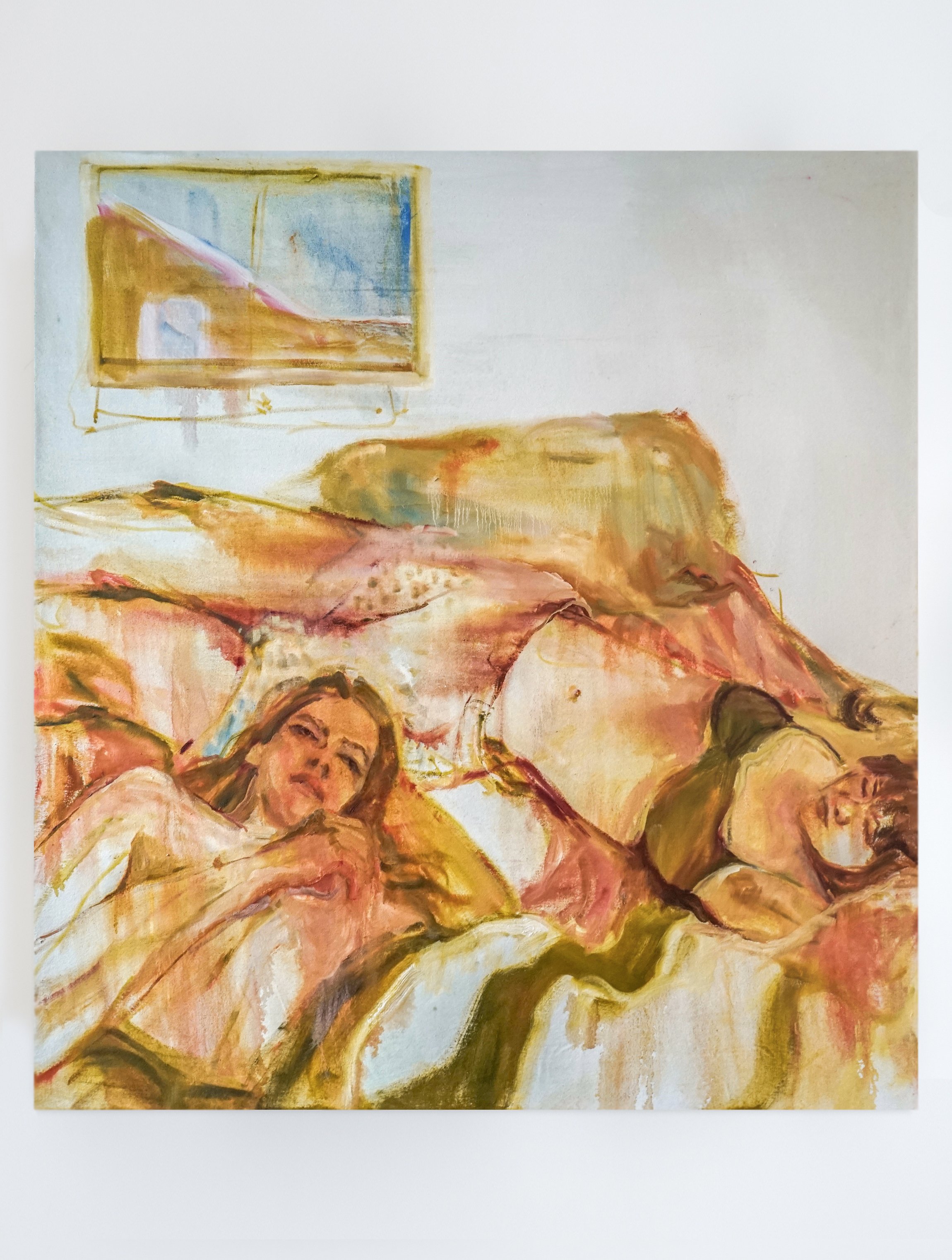 Under Construction, 2023 oil and dye on canvas 48 x 44 inches