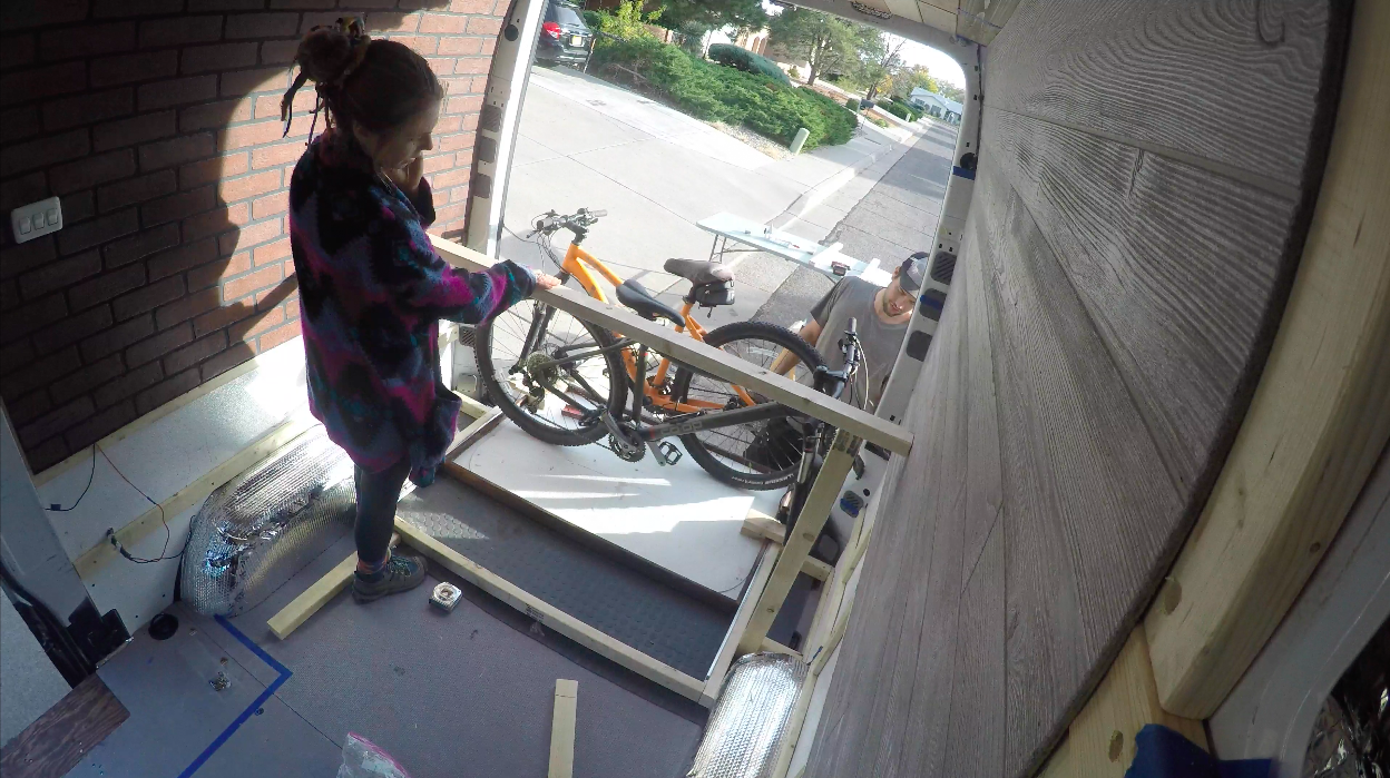 Checking the height the bed needs to be now that we have a functioning bike drawer. 