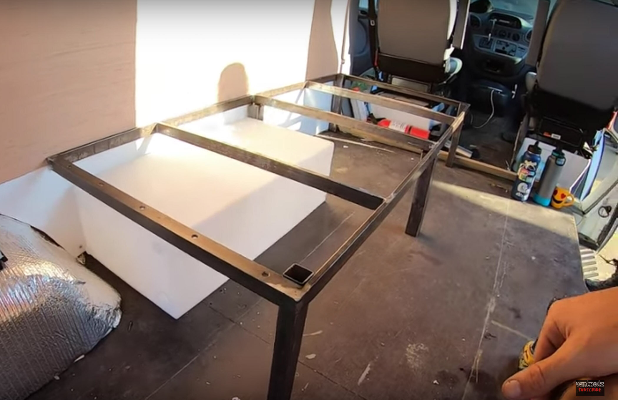 Building a folding bed in a conversion van -.jpg