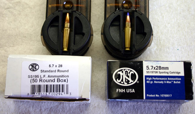 SS195 (white box) and SS197 (blue box) ammunition are shown here