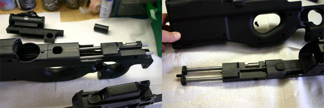 The Moving Parts Group contains the bolt and the recoil assembly