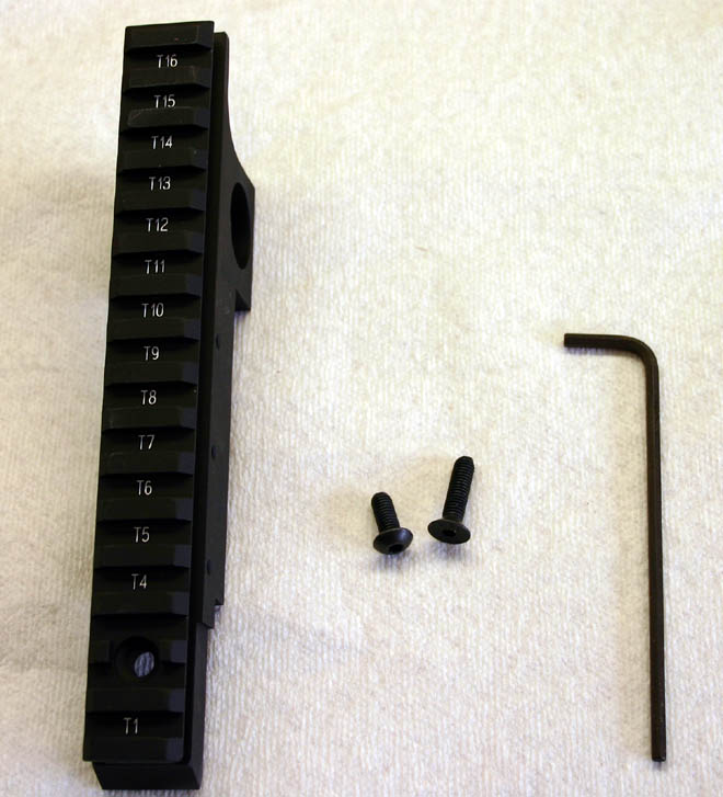 The aftermarket triple rail is T-marked