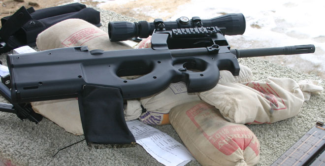 The PS90's cases eject into the black shellcatcher bag. Really nice...