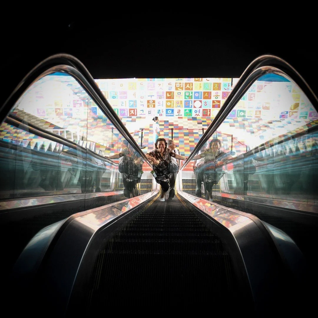 After a long wait, visitors enter the Pavilion of Korea at #Expo2010Shanghai. This staircase, leading visitors through a dark room into the exhibit, generated excitement and prepared the audience to better assimilate the pavilion's message. 
#PublicD