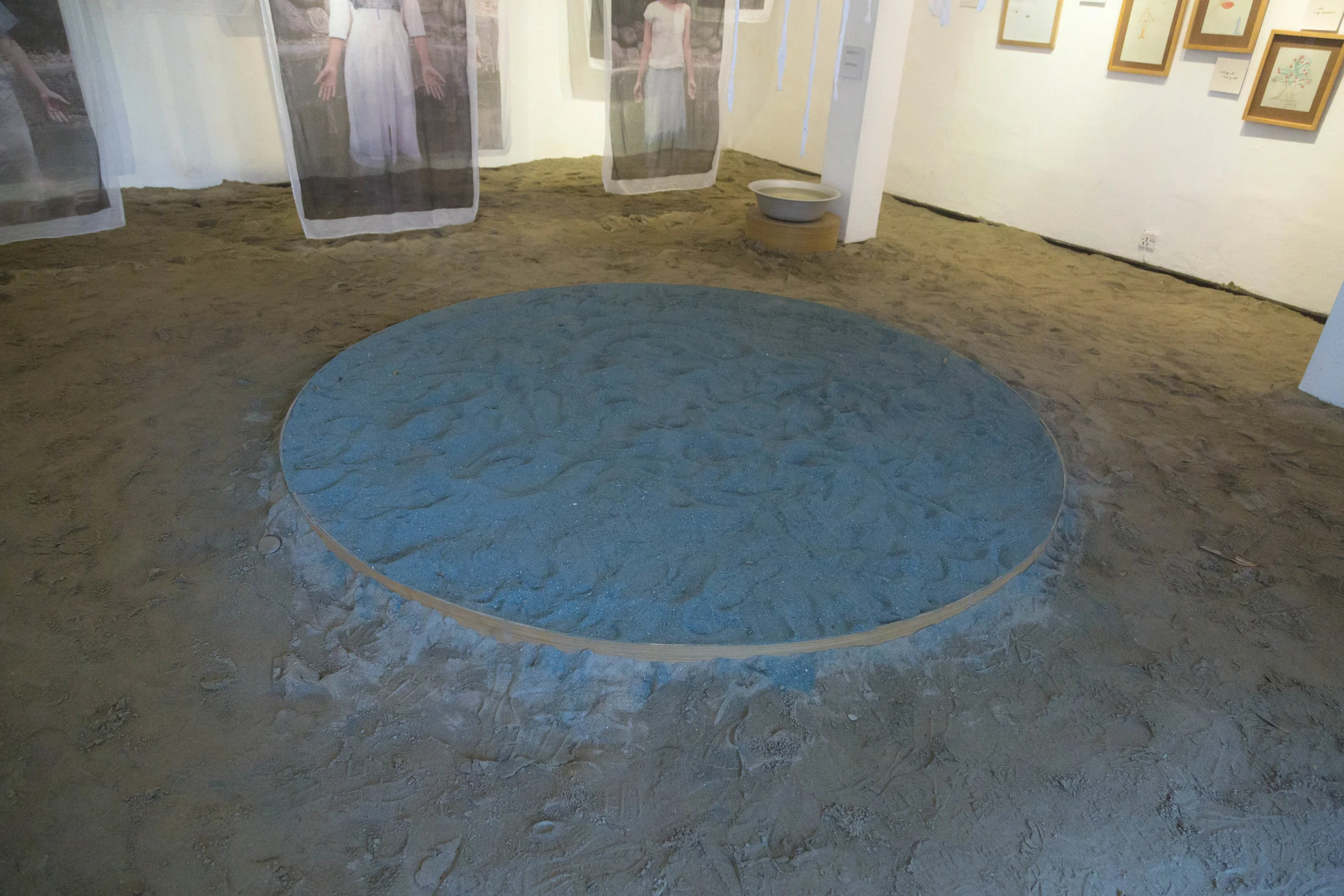 Stage for performances during exhibition opening.