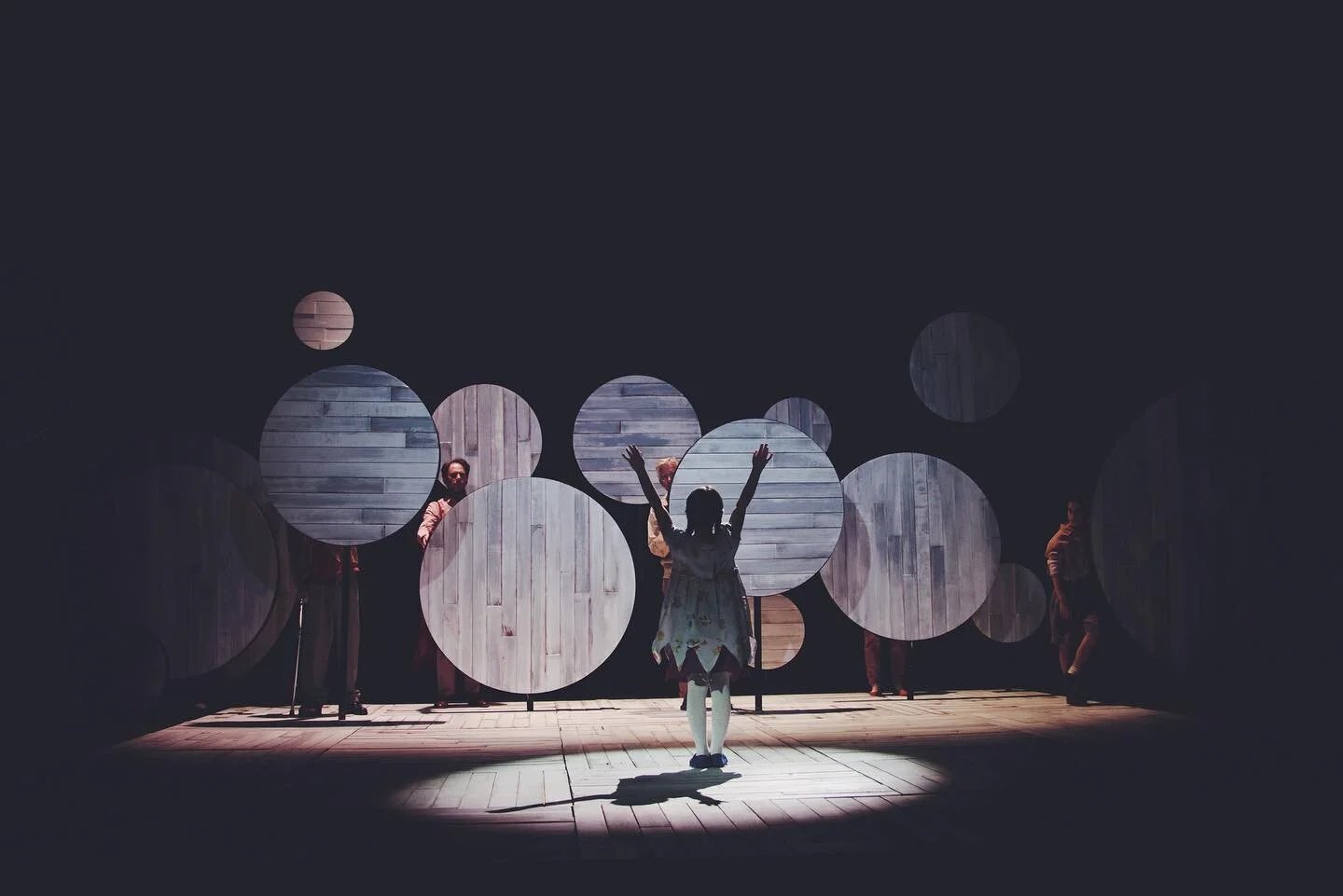 revisiting the archive:
images from #henri the next play I wrote &amp; directed &amp; art directed

you can see the youngest cast member here... Blip (played by Maria) was 8 and functioned as the narrator of the story through language but mainly draw