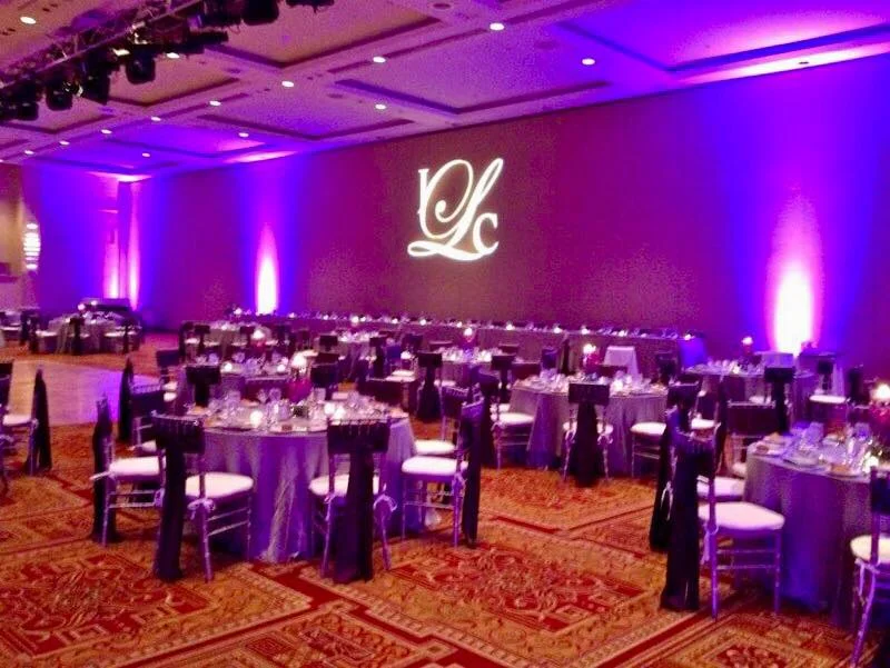 Custom Monogram Lighting and Full-Room Pink Uplighting at The Seneca Niagara Casino in Niagara Falls, New York