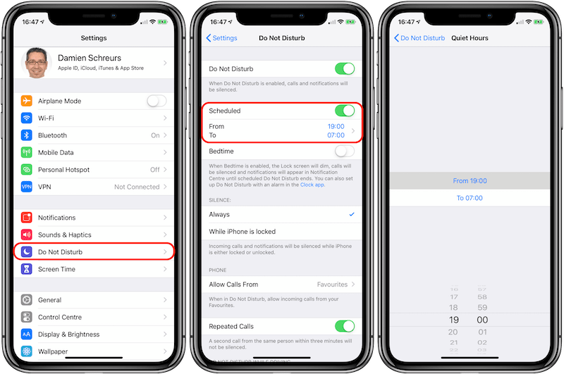 Configure Do Not Disturb on iPhone via the Settings app
