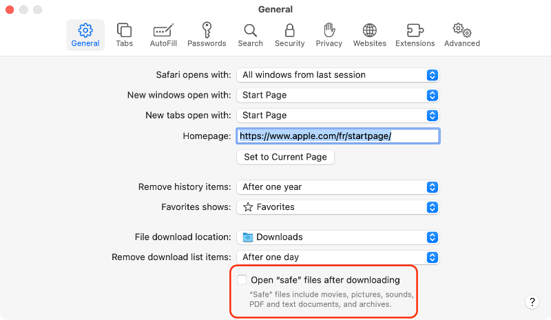 safari open downloaded files automatically