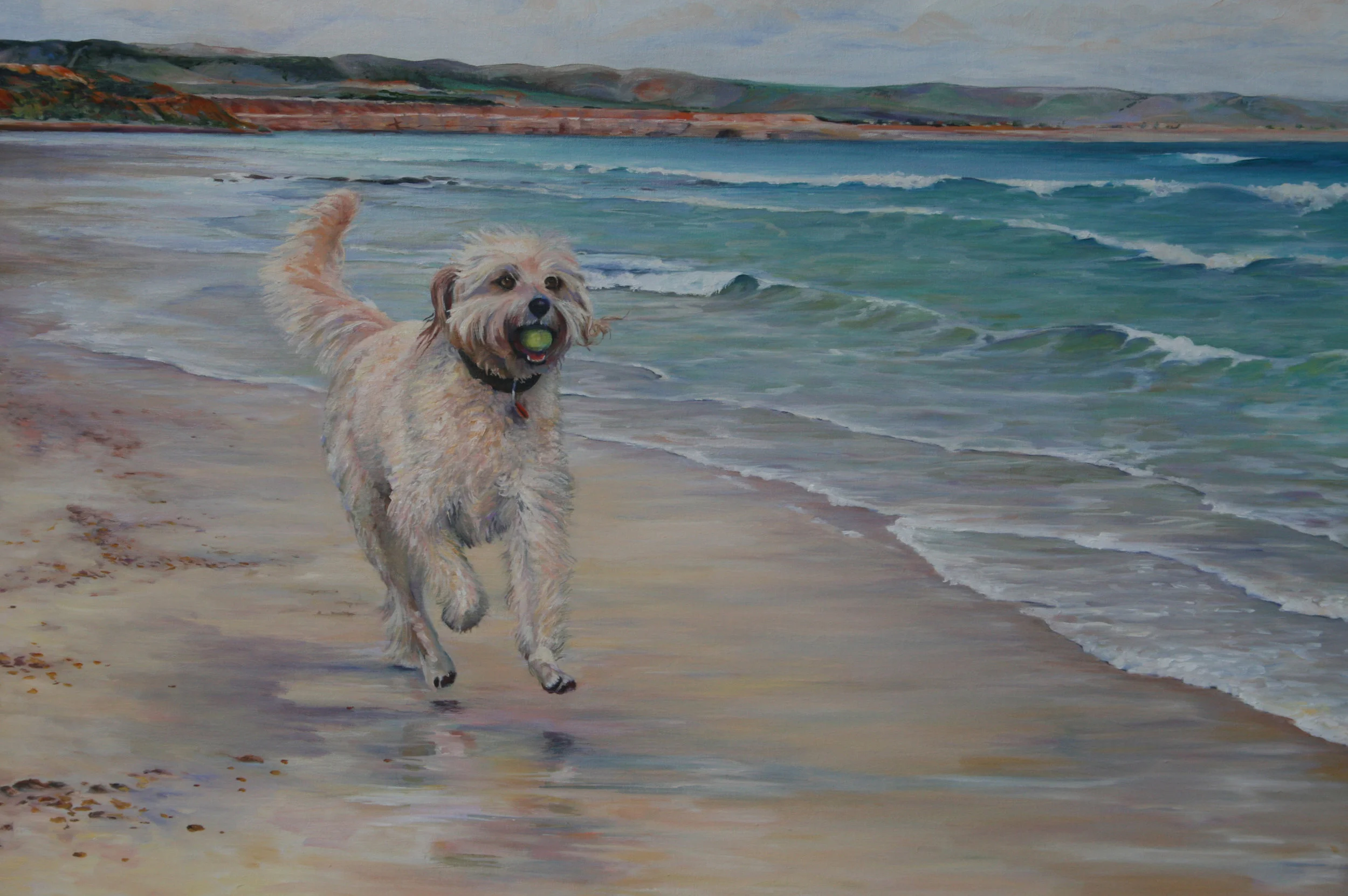 Commission: 'Lu Lu', Groodle. Oil on canvas. Approx 85 x 61cm.