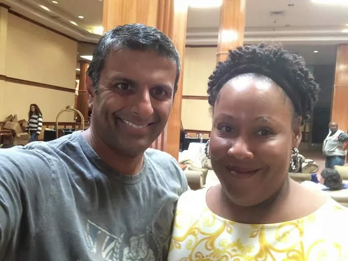 Chacku and Teena pose for the camera