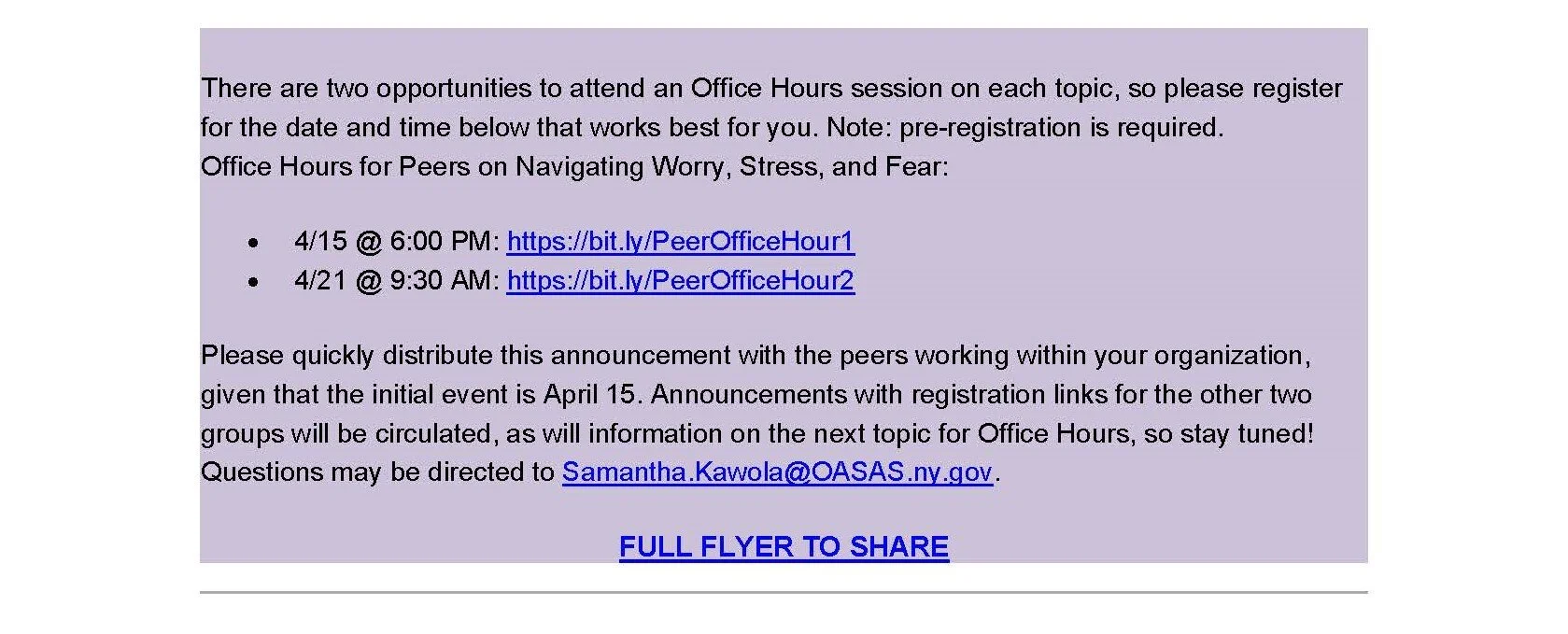 Special Series Support for Frontline OASAS Workers during COVID19