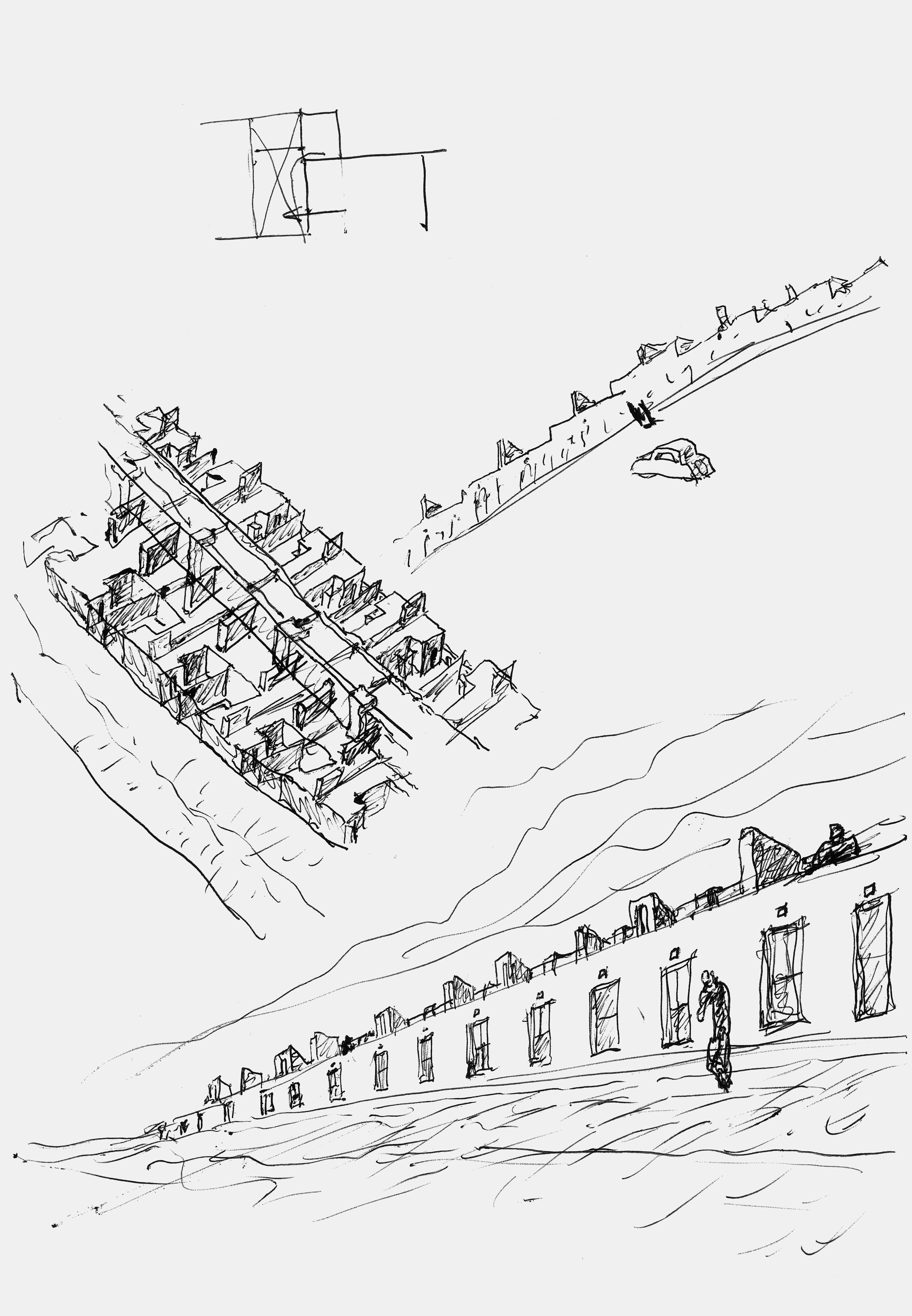 Álvaro Siza, Studies on the assemblage of the houses Evora expansion plan, Quinta da Malagueira, 1977
