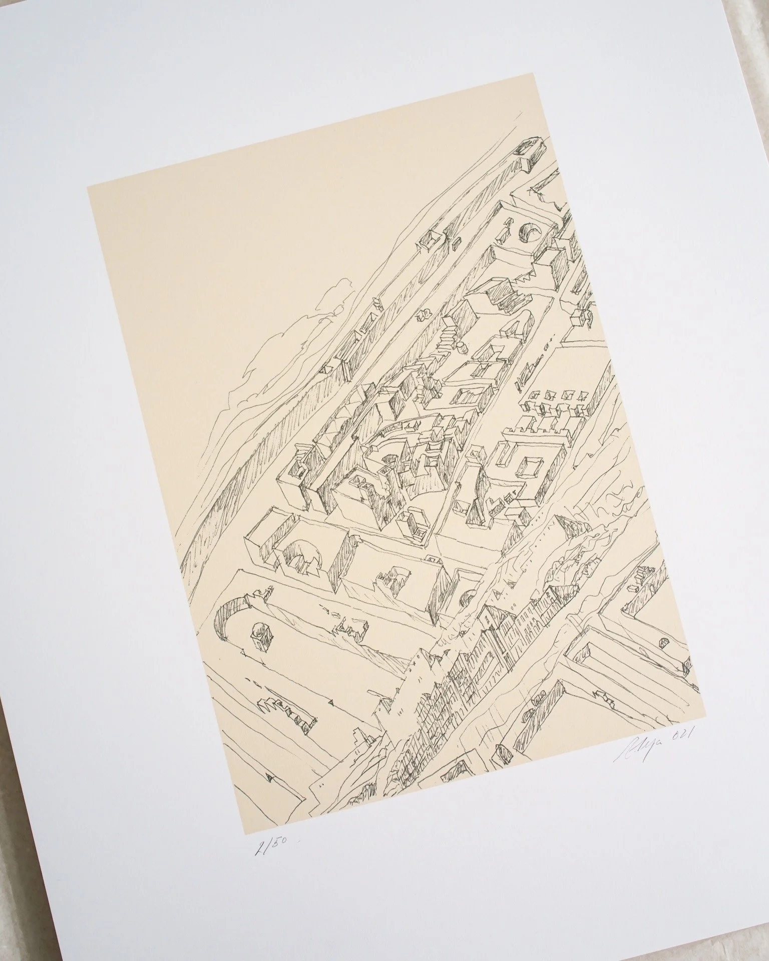 ✨ IMAGINING THE EVIDENT 
&ndash; A SILKSCREEN BY &Aacute;LVARO SIZA 💣 (Last Units!)

There is a long tradition of architects drawing imagined cities as a collage of their own work. From Piranesi invented roman ruins in 18th century, to 70&rsquo;s Al