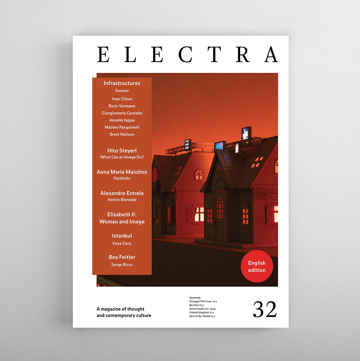 ELECTRA 32!
Dossier: Infrastructures

&ldquo;Infrastructures&rdquo; are the central theme of issue 32 of Electra, highlighting their power over economic flows and logistics, geopolitics, and digital platforms, shaping the globalized world we live in.