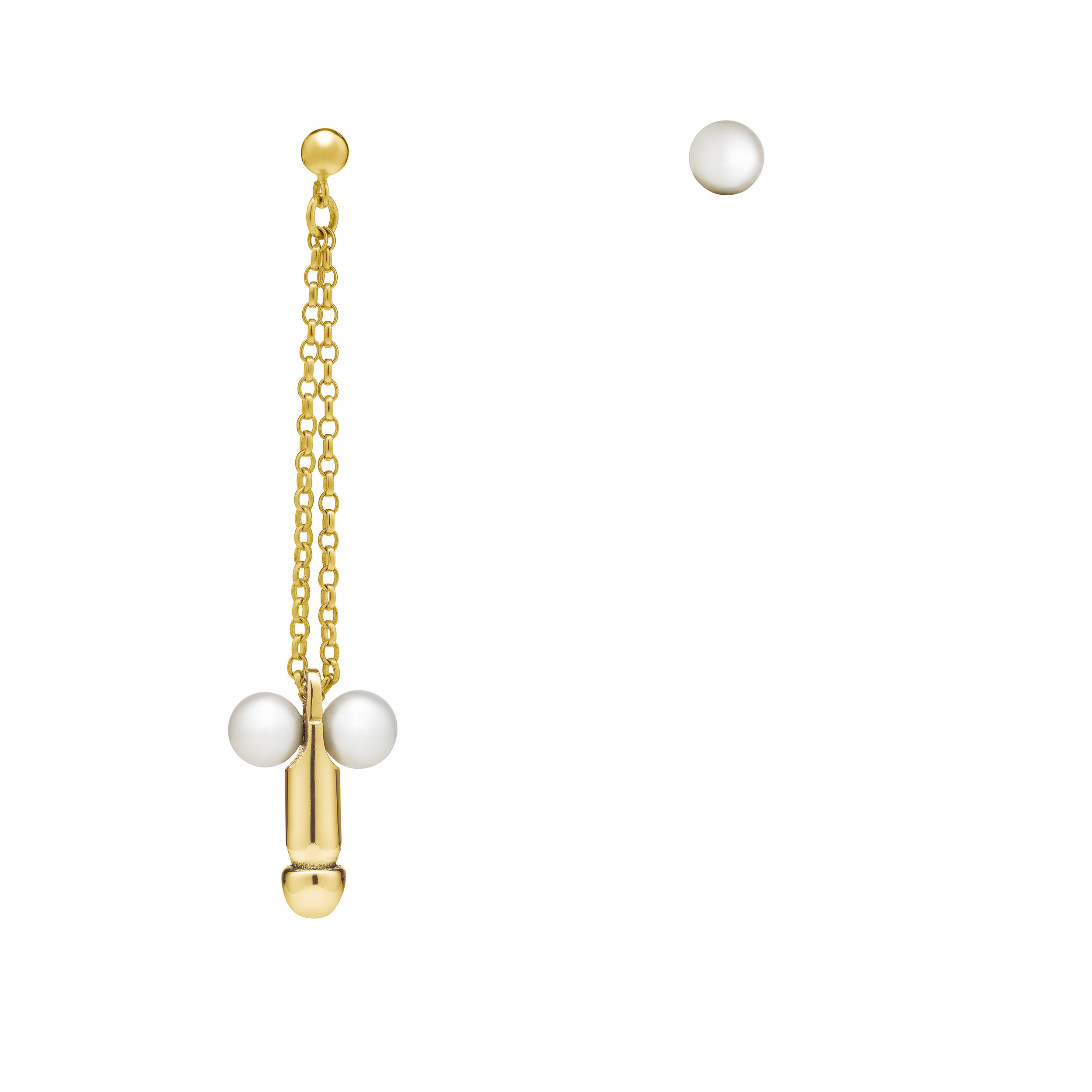 Golden Pretty Dix Earring with Pearl Stud
