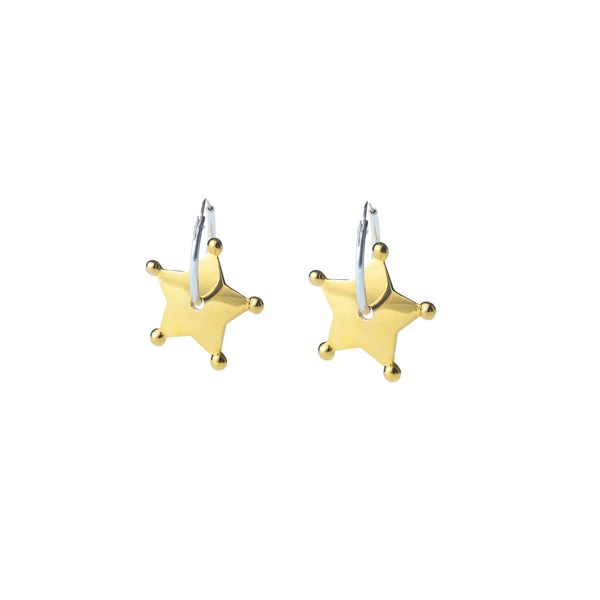 Sheriff Star Golden Hoop Earrings