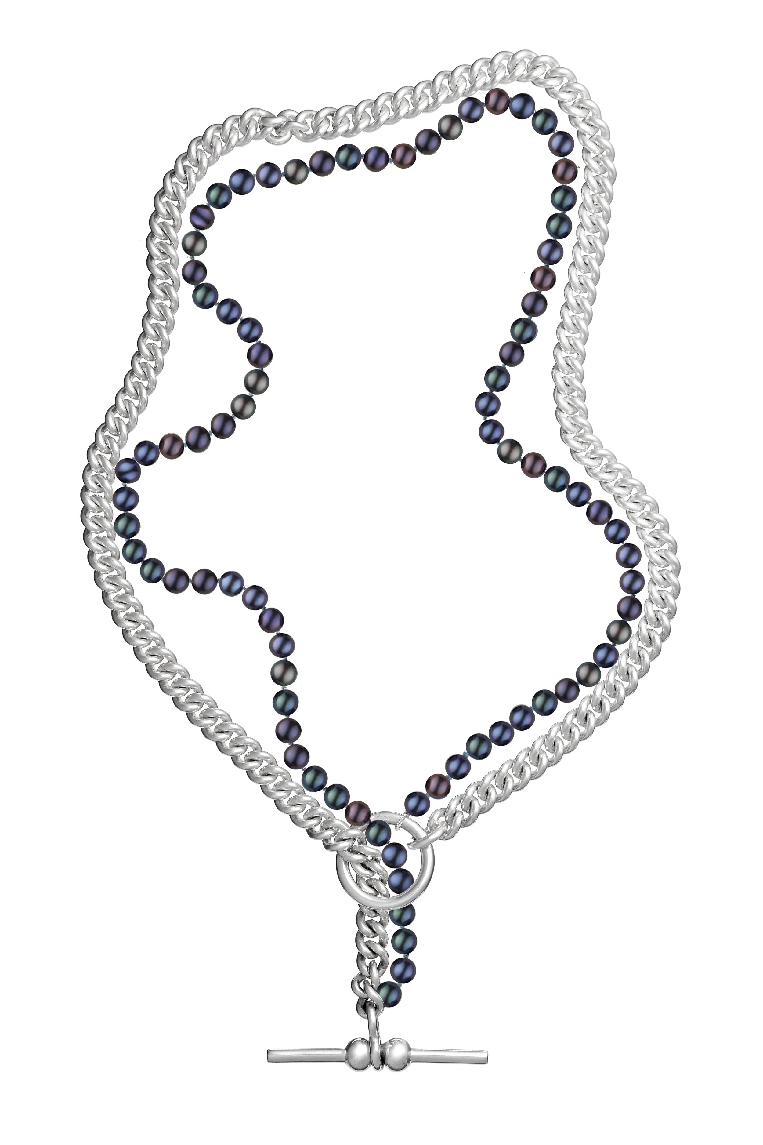 Peacock Pearl &amp; Chain Necklace