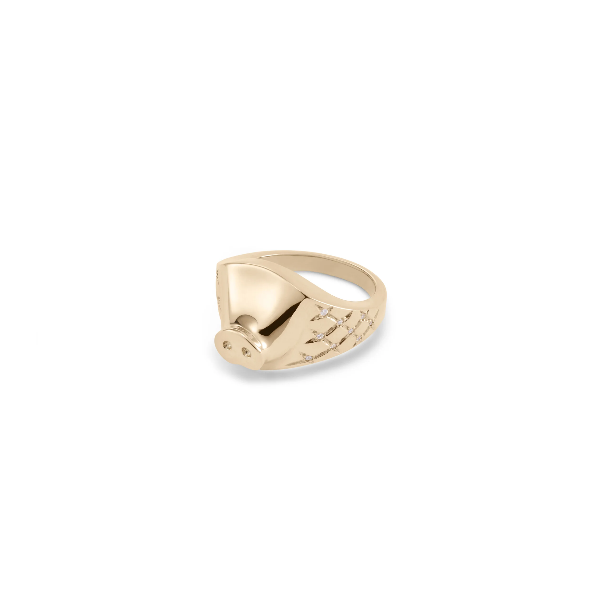 Big Piggy Signet Ring with Diamonds