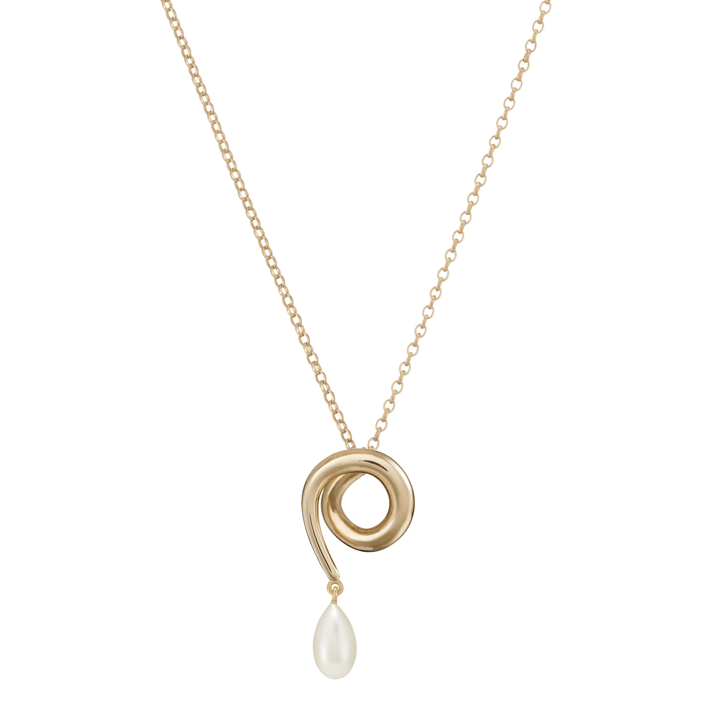 Pig Tail Pendant with Drop Pearl