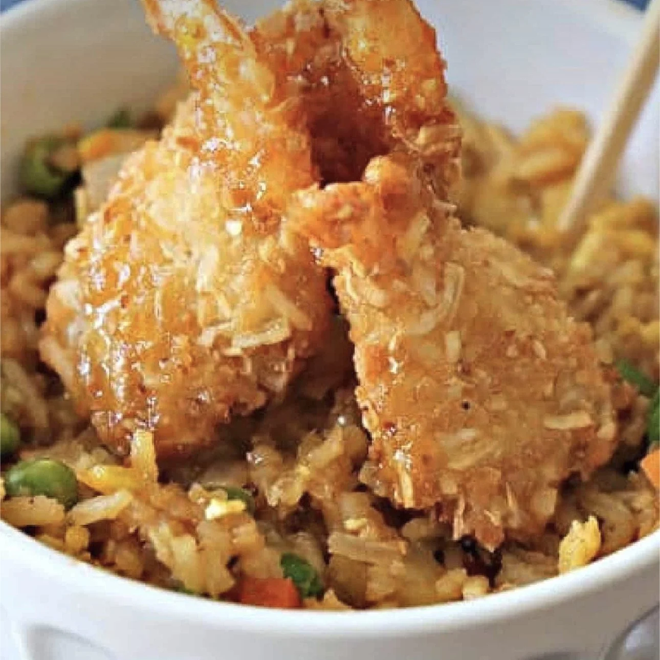CRISPY COCONUT TERIYAKI SHRIMP FRIED RICE
