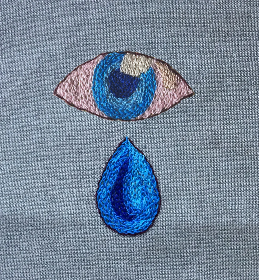 Sad Chic embroidery art by Kiddo
