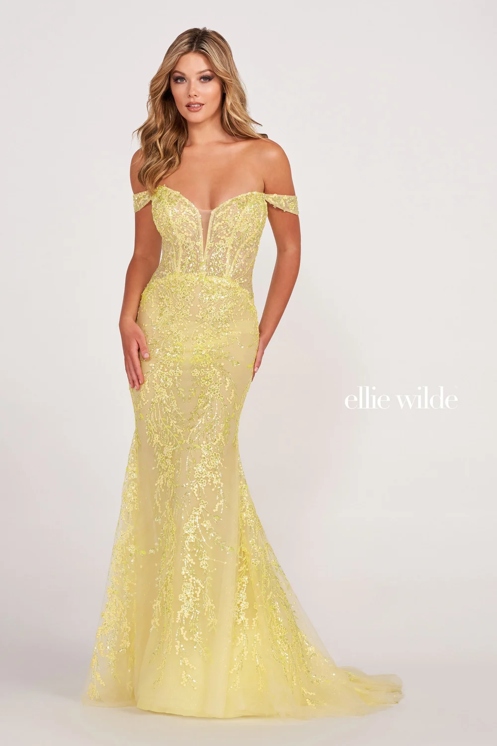 ellie wilde gold dress Ellie Wilde Dress EW36034 – The Runway at Main Street Bridal main image 1