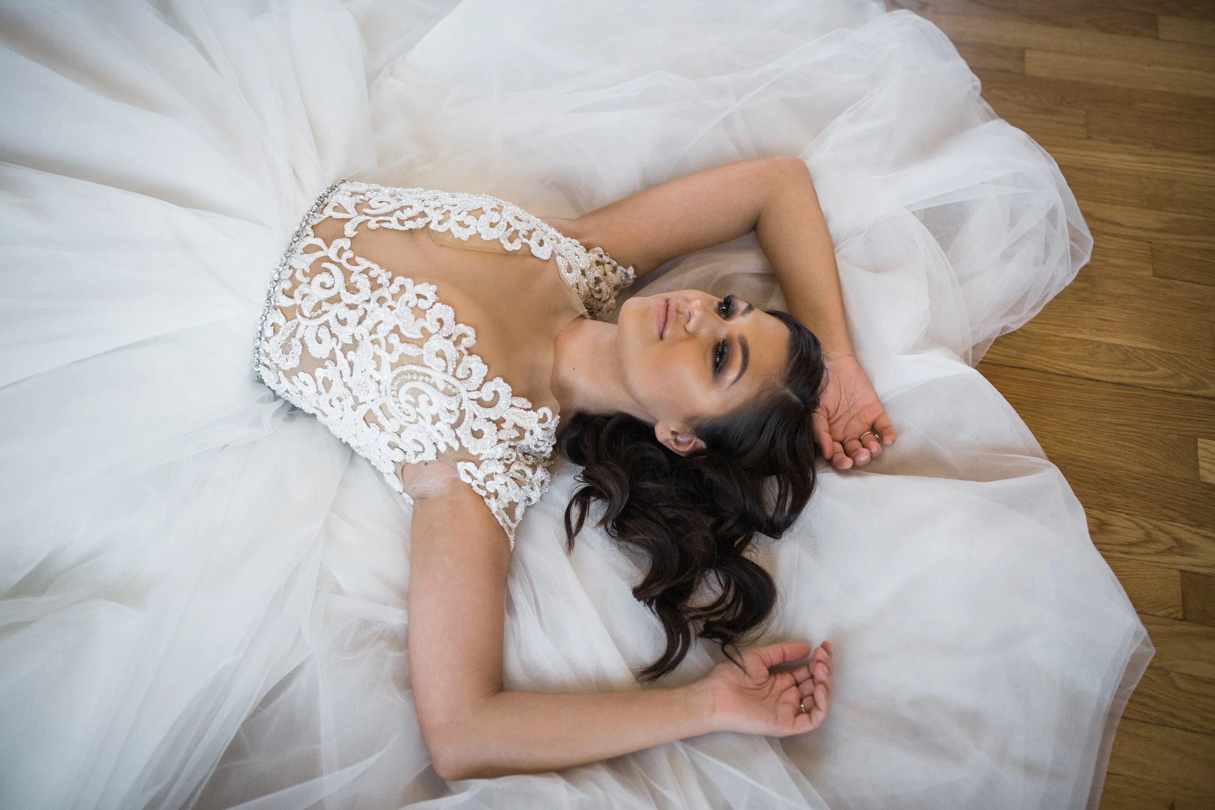 The Memories bridal shops showroom filled with a selection of wedding gowns.