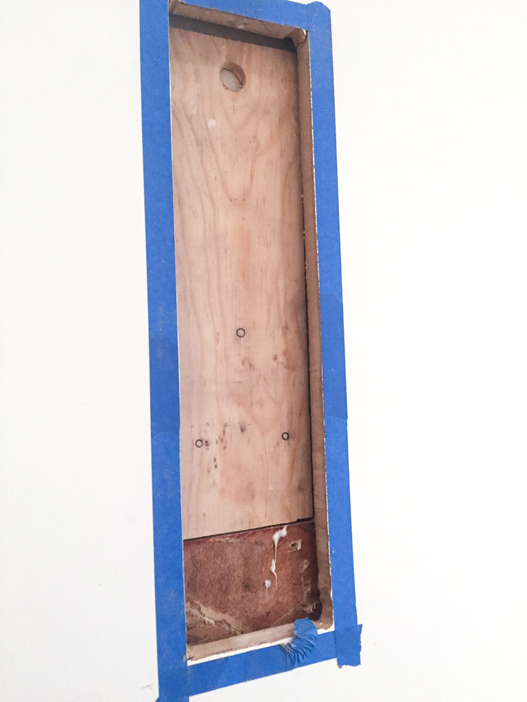 The weaker drywall is then reinforced to hold mounting bracket safely.
