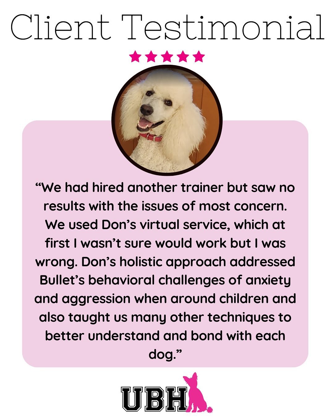 ✨ This is just a highlight from an incredible testimonial&mdash;read the full story and many more on our website! 🐾🥰

📖 www.ubhaven.com/testimonials to see how UB Haven is transforming lives, one dog at a time! 💙🐶