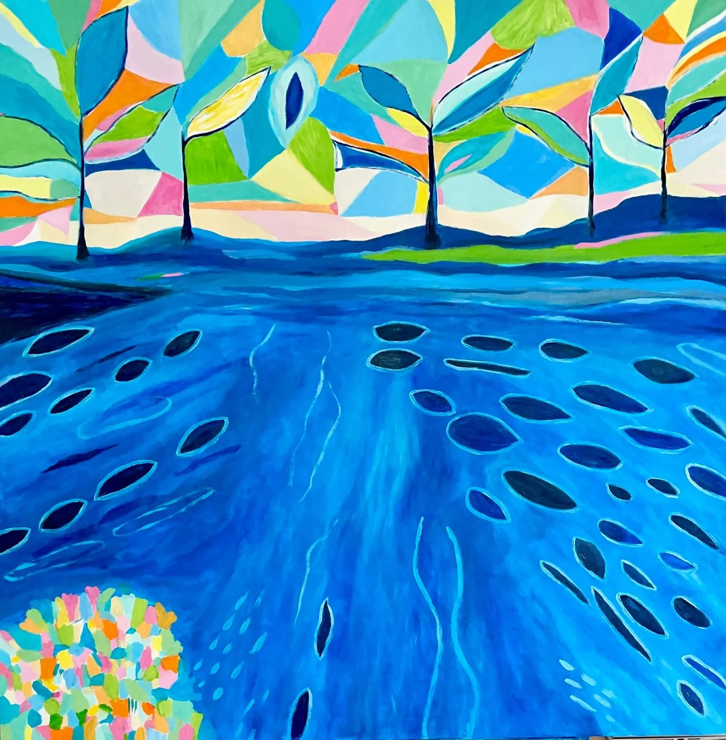 Just posted a reel of this painting in process. 
Here is the finished painting.

This painting was selected for Art for Advocacy 2025! @dallascac_art 
Happy to contribute to a fantastic organization. @dallascac 

Healing Waters II
oil on wood cradled