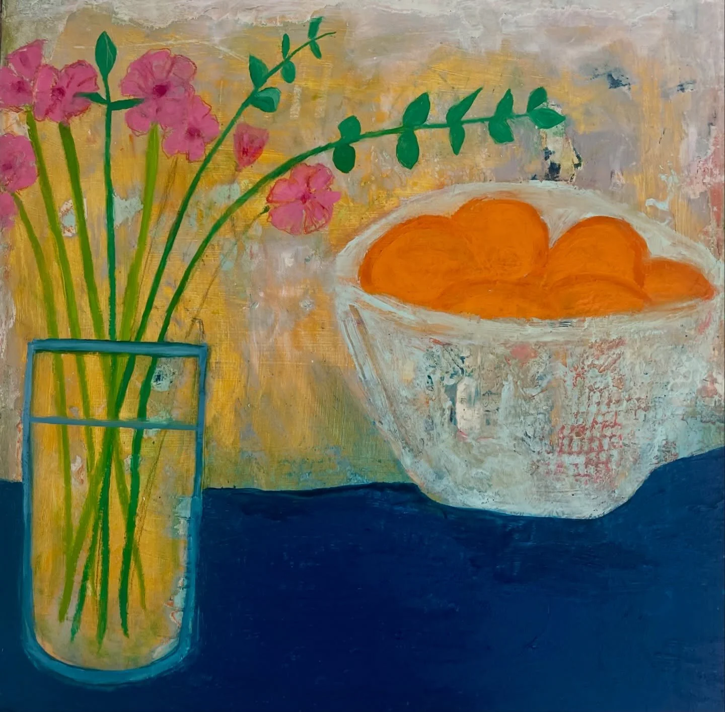 A bowl of oranges and fresh flowers.
Simple joys. 🍊🌸

oil on wood cradled panel 
12 x 12

#contemporarystilllife #simplejoysoflife #bowloforanges #colorfuloilpainting