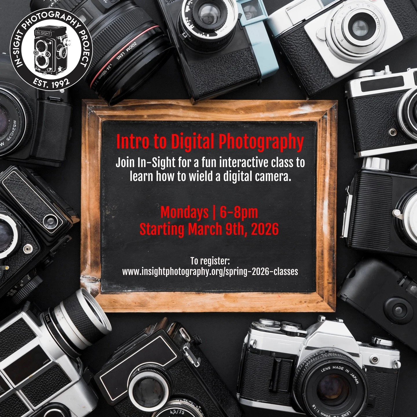 📸✨ Ready to level up your photography skills?

Join Intro to Digital at In-Sight Photography Project &mdash; a hands-on class designed for creative teens who want to explore the power of digital photography!

🗓 Starts: March 9th, 2026
🕕 When: Mond