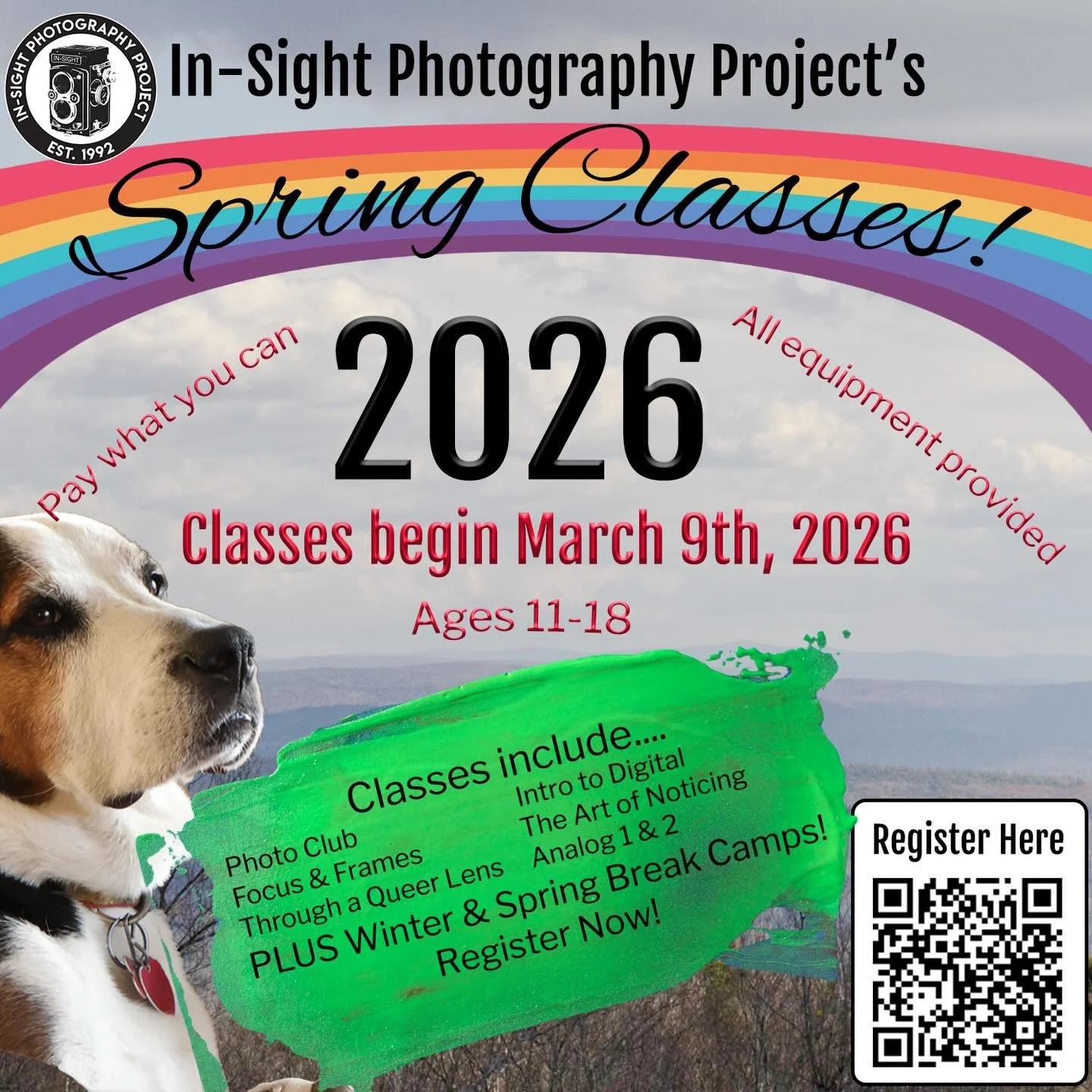 💥Spring Classes &amp; Camps are Open for registration!!!💥 Camps during Winter and Spring Break? YES! Spring Session classes starting the week of March 9th? YES!! Pay what you can, all equipment provided, ages 11-18.  Register now at insightphotogra
