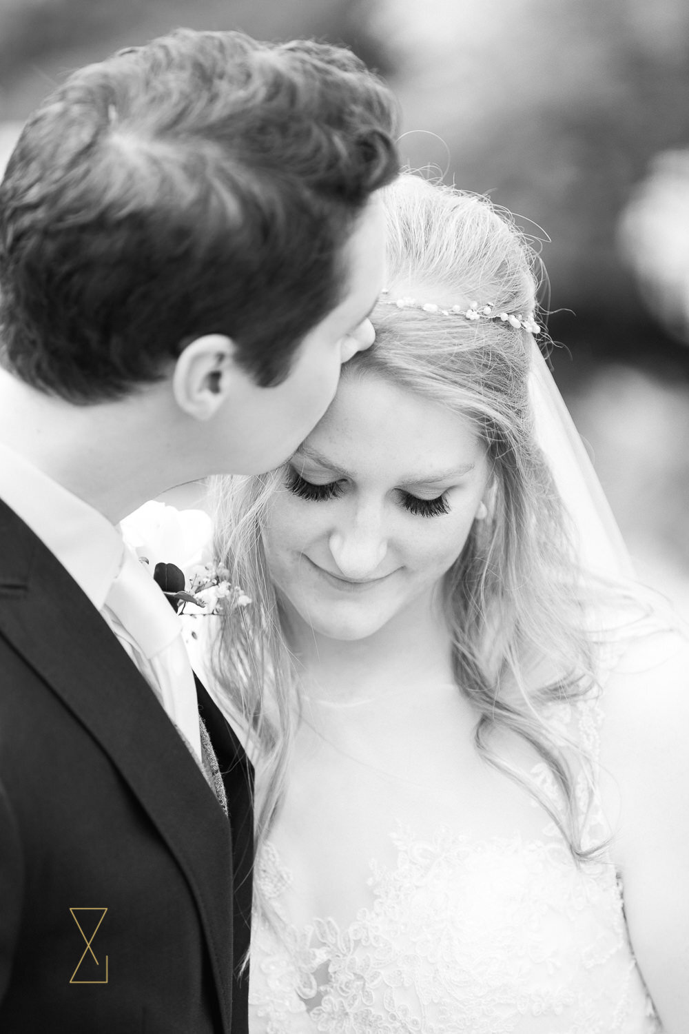 Black-and-white-bride-and-groom-portrait-Cheshire